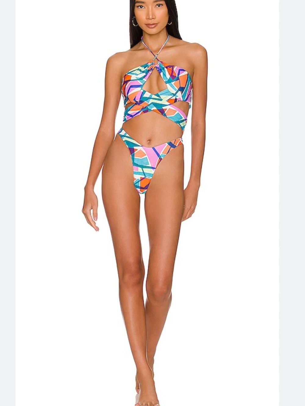 Revolve Lovers + Friends Slow Wine One Piece in Turquoise Cabana
